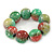 Chunky Wood Bead Flex Bracelet (Light Green/ Red) - 19cm L - view 3