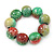 Chunky Wood Bead Flex Bracelet (Light Green/ Red) - 19cm L
