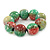 Chunky Wood Bead Flex Bracelet (Light Green/ Red) - 19cm L - view 4