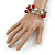 Red Glass Bead, Silver Tone Ball Multistrand Flex Bracelet - Medium - view 3