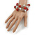 Dusty Red Glass Bead, Silver Tone Ball Multistrand Flex Bracelet - Medium - view 3