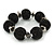 Chunky Black Glass Bead Ball Stretch Bracelet - 19cm L - view 3