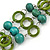 3 Strand Grass Green/ Teal Wood Bead and Loop Bracelet In Silver Tone Metal - 21cm L/ 5cm Ext - view 3