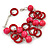 3 Strand Deep Pink/ Fuchsia Wood Bead and Loop Bracelet In Silver Tone Metal - 21cm L/ 5cm Ext - view 4