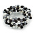 Grey/ Black/ White Acrylic, Ceramic Bead 3 Loop Flex Bracelet - 17cm L