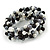 Grey/ Black/ White Acrylic, Ceramic Bead 3 Loop Flex Bracelet - 17cm L - view 3