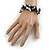 Grey/ Black/ White Acrylic, Ceramic Bead 3 Loop Flex Bracelet - 17cm L - view 2