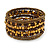 Multistrand Brown Wood, Bronze Gold Glass Bead Flex Bracelet - 18cm L - view 3
