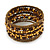 Multistrand Brown Wood, Bronze Gold Glass Bead Flex Bracelet - 18cm L - view 4