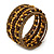 Multistrand Brown Wood, Bronze Gold Glass Bead Flex Bracelet - 18cm L