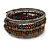 Multistrand Brown Wood, Grey Glass Bead Flex Bracelet - 18cm L - view 3