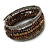 Multistrand Brown Wood, Grey Glass Bead Flex Bracelet - 18cm L - view 4