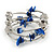Navy Blue Shell Nugget, Mirrored Faceted Bead Multistrand Flex Bracelet - Medium - view 4