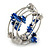 Navy Blue Shell Nugget, Mirrored Faceted Bead Multistrand Flex Bracelet - Medium - view 3
