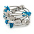 Light Blue Shell Nugget, Silver Tone Acrylic Bead Multistrand Flex Bracelet - 17cm L - view 3