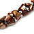 Brown Shell Nugget, Silver Tone Bead Twisted Bracelet - 19cm L/ 3cm Ext - view 3