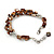 Brown Shell Nugget, Silver Tone Bead Twisted Bracelet - 19cm L/ 3cm Ext - view 5