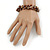 Brown Shell Nugget, Silver Tone Bead Twisted Bracelet - 19cm L/ 3cm Ext - view 2