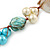 Multicoloured Shell , Faux Pearl Bead Cluster Bracelet - 16cm L/ 3cm Ext - For Smaller Wrists - view 4