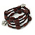 Brown/ Black Ceramic and Glass Bead Coiled Flex Bracelet - 18cm L - view 4