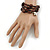 Brown/ Black Ceramic and Glass Bead Coiled Flex Bracelet - 18cm L - view 2