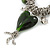 Large Green Glass Heart Charm Silver Tone Metal Link Flex Bracelet - 16cm L (For Smaller Wrists) - view 3