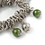 Large Green Glass Heart Charm Silver Tone Metal Link Flex Bracelet - 16cm L (For Smaller Wrists) - view 4