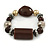 Brown/ Black/ Silver Beaded Flex Bracelet - 17cm L (for small wrist) - view 4