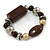 Brown/ Black/ Silver Beaded Flex Bracelet - 17cm L (for small wrist) - view 3