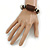 Brown/ Black/ Silver Beaded Flex Bracelet - 17cm L (for small wrist) - view 2