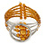 Gold Orange Acrylic Bead Wristwatch Style Flex Cuff Bracelet - 19cm L - view 4