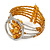 Gold Orange Acrylic Bead Wristwatch Style Flex Cuff Bracelet - 19cm L - view 5