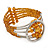 Gold Orange Acrylic Bead Wristwatch Style Flex Cuff Bracelet - 19cm L - view 6