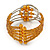 Gold Orange Acrylic Bead Wristwatch Style Flex Cuff Bracelet - 19cm L - view 7