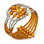 Gold Orange Acrylic Bead Wristwatch Style Flex Cuff Bracelet - 19cm L - view 2