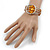 Gold Orange Acrylic Bead Wristwatch Style Flex Cuff Bracelet - 19cm L - view 3
