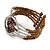 Brown Bronze Acrylic Bead Wristwatch Style Flex Cuff Bracelet - 19cm L - view 4