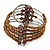 Brown Bronze Acrylic Bead Wristwatch Style Flex Cuff Bracelet - 19cm L - view 5