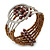 Brown Bronze Acrylic Bead Wristwatch Style Flex Cuff Bracelet - 19cm L - view 3
