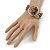 Brown Bronze Acrylic Bead Wristwatch Style Flex Cuff Bracelet - 19cm L - view 2
