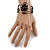 Black Acrylic Bead Wristwatch Style Flex Cuff Bracelet - 19cm L - view 2