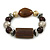 Gold/ Brown/ Silver Beaded Flex Bracelet - 18cm L (medium) - view 3