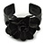 Black Leather Style Rose Flex Cuff Bracelet - Adjustable - view 4