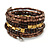 Brown/ Gold Wood, Acrylic Bead Coiled Flex Bracelet - 19cm L - view 3