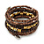 Brown/ Gold Wood, Acrylic Bead Coiled Flex Bracelet - 19cm L - view 4