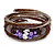 Glass Bead, Faux Pearl Coiled Flex Bracelet (Purple, Plum, Brown) - 18cm L - view 3