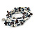 Multistrand Coiled Glass/ Bone Bead, Shell Nugget Flex Bracelet (Hematite, Grey, White) - 17cm L - view 3