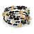 Multistrand Coiled Glass/ Bone Bead, Shell Nugget Flex Bracelet (Hematite, Natural, Black) - 17cm L - view 3