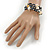 Multistrand Coiled Glass/ Bone Bead, Shell Nugget Flex Bracelet (Hematite, Natural, Black) - 17cm L - view 2
