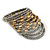 Wide Silver Grey/ Gold Glass/ Acrylic Bead Coiled Flex Bracelet - 18cm L - view 3